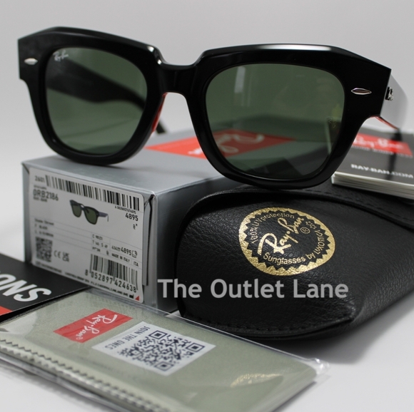 Model Display Ray-Ban State Street Green Lens RB2186 Black Frame - Picture 2 of 16